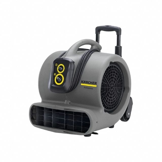 Portable Blower: 3, 000 cfm, Fixed Frame, Extendable Handle, 3 Speeds, 1/2 hp, 120V AC, 20 ft Cord