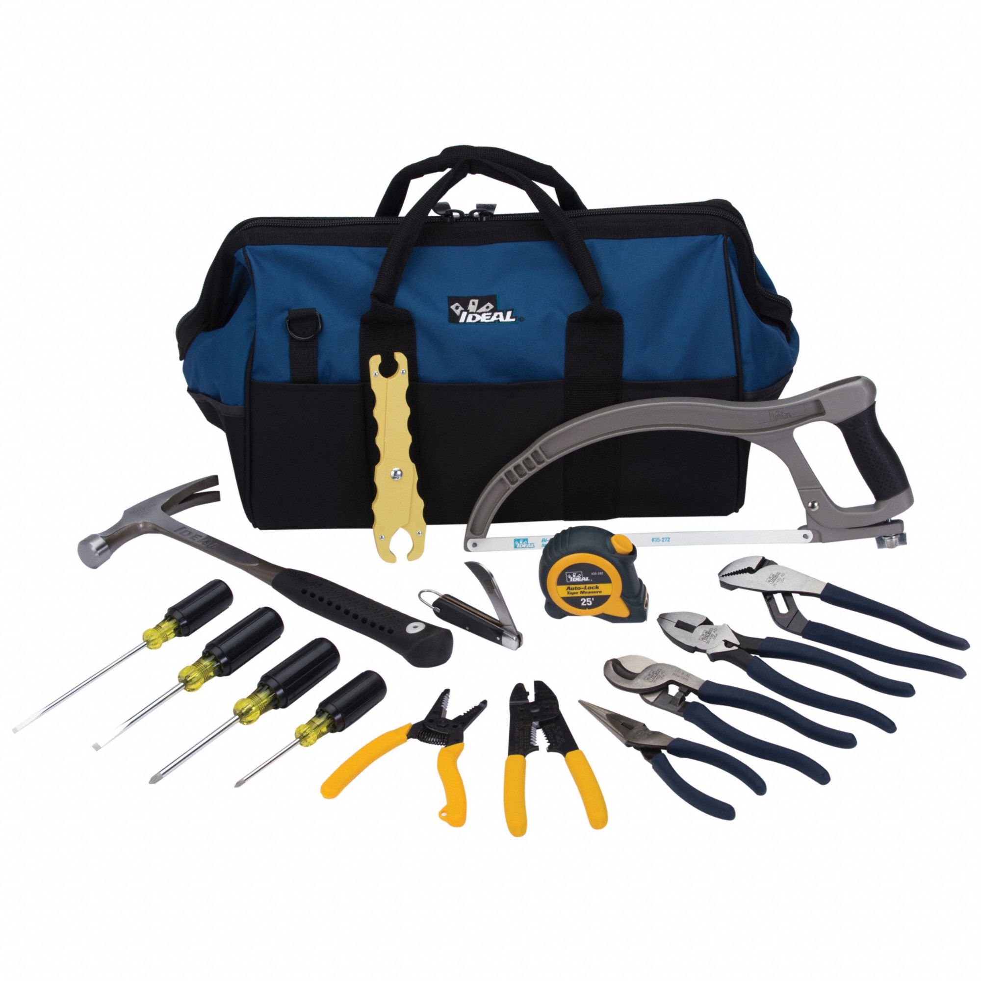 Ideal 15 Total Pcs Tool Bag Electricians Tool Kit 3kgw835 808