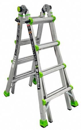 LOUISVILLE LADDER Multipurpose Ladder: 6 Configurations, Aluminum, 300 lb Load Capacity, 29 lb Wt (MPN L-2099-18). Key specifications — Brand: LOUISVILLE LADDER.