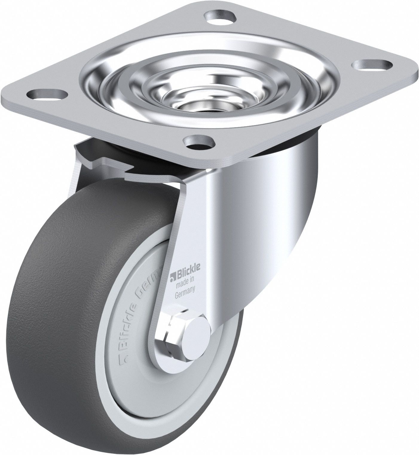 Plate Caster: Swivel, No Brake, Polyurethane, 79 mm Wheel Dia, 32 mm Wheel Wd, Slot