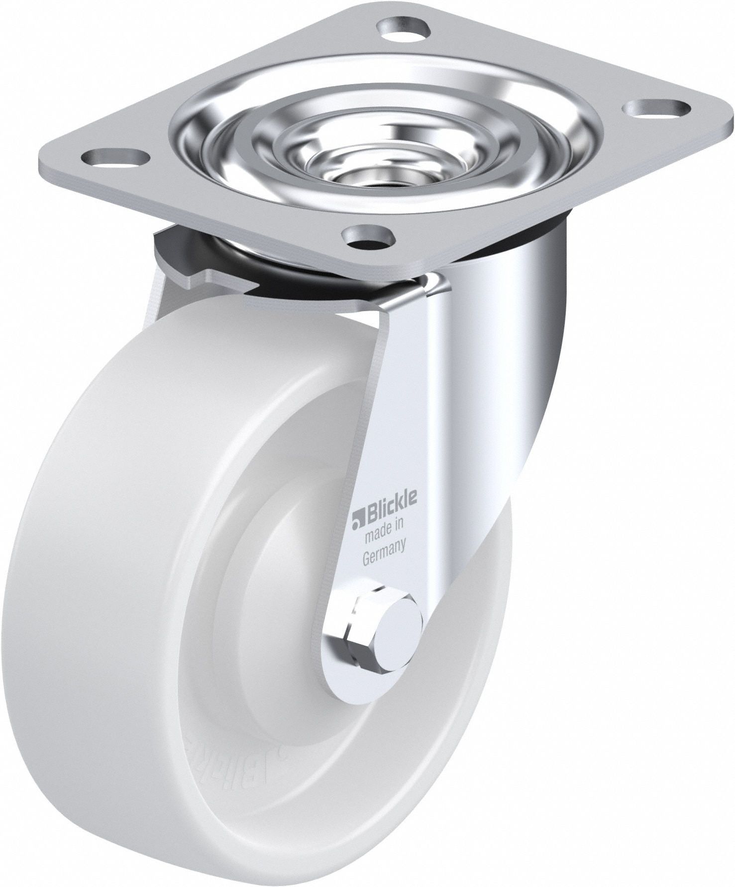 Plate Caster: Swivel, No Brake, 102 mm Wheel Dia, 37 mm Wheel Wd, 125 mm Mounting Ht