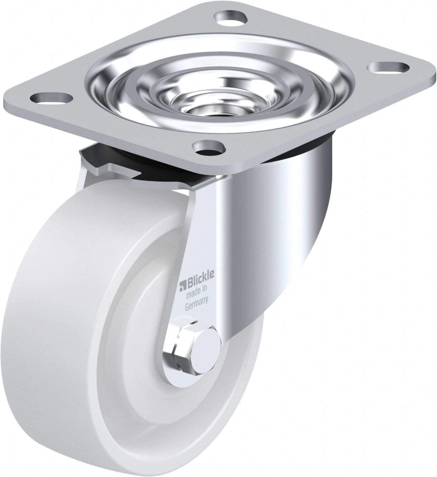 Plate Caster: Swivel, No Brake, 79 mm Wheel Dia, 32 mm Wheel Wd, 102 mm Mounting Ht