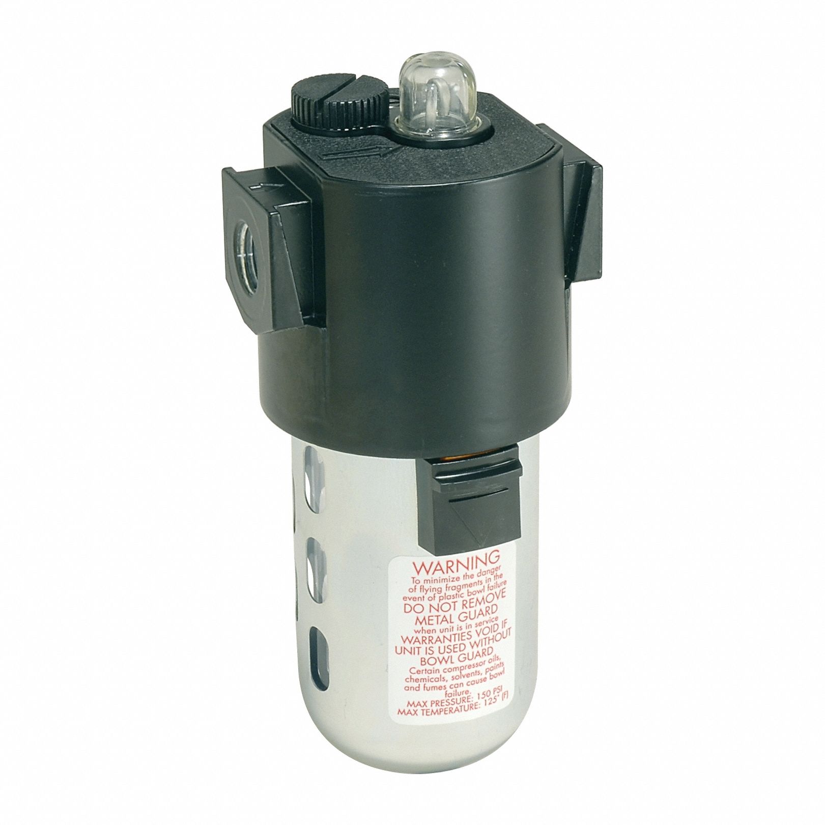 Lubricator: Mist, 1/2 in NPT, 64 scfm, 150 psig Max Op Pressure, 125°F Max Op Temp, Zinc
