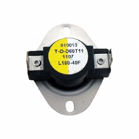 Thermostat: Open on Rise, SPST, 140°F Closing, 180°F Opening, Auto Reset, 40°, 120V AC/240V AC (MPN L180-40). Key specifications — Manufacturer Part Number: L180-40; Brand: SUPCO.