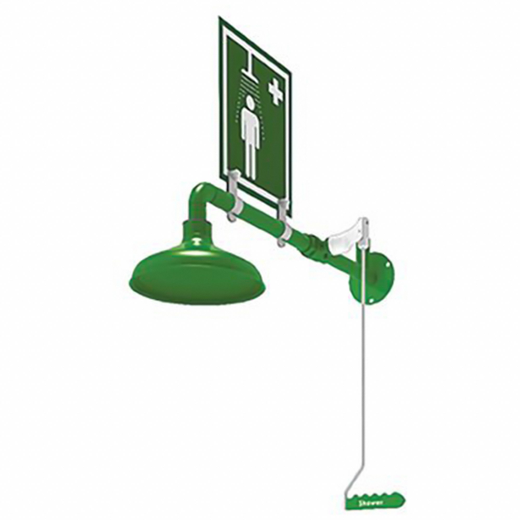 Plumbed Shower: Wall Mnt, Stainless Steel Sprayhead, Stainless Steel Pipe, Green