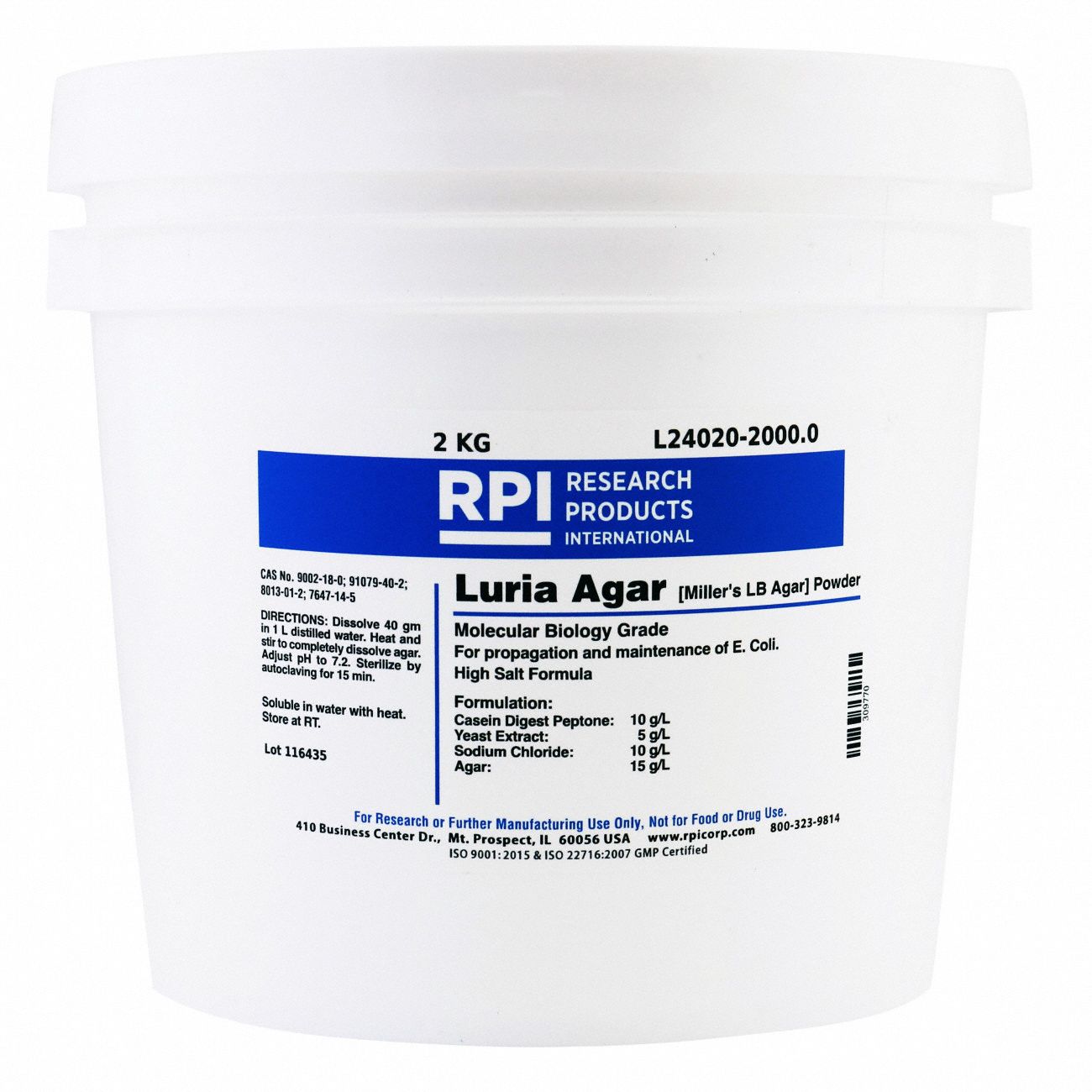 Luria Agar, Powder (Millers LB), 2kg