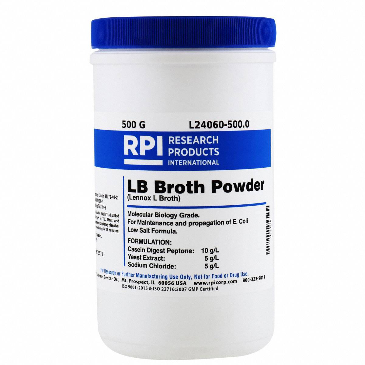 RPI, 500 g Container Size, Powder, LB Broth (Lennox L Broth) - 31FZ51 ...