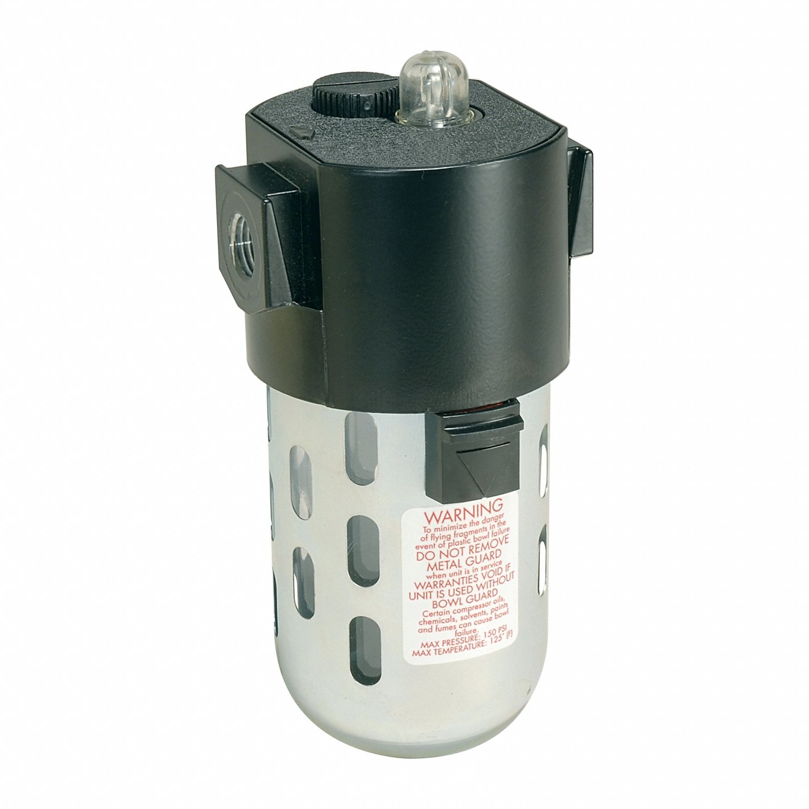 Lubricator: Mist, 1/2 in NPT, 128 scfm, 150 psig Max Op Pressure, 125°F Max Op Temp, Zinc