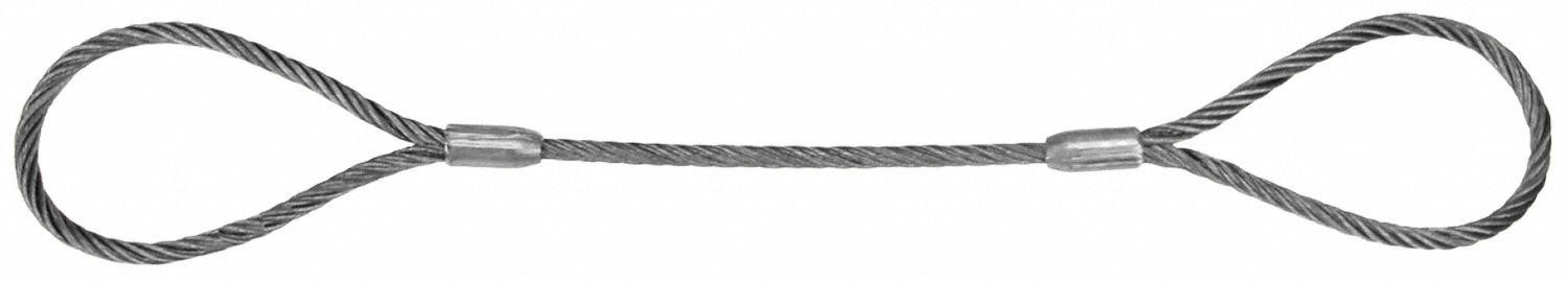 PERMALOC WIRE ROPE SLING, EYE AND EYE, 25 X 5/8 IN, 7800 LBS, 5800