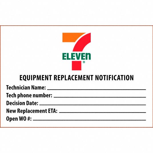 Removable Label 2X3 7Eleven Equip Replac - Grainger