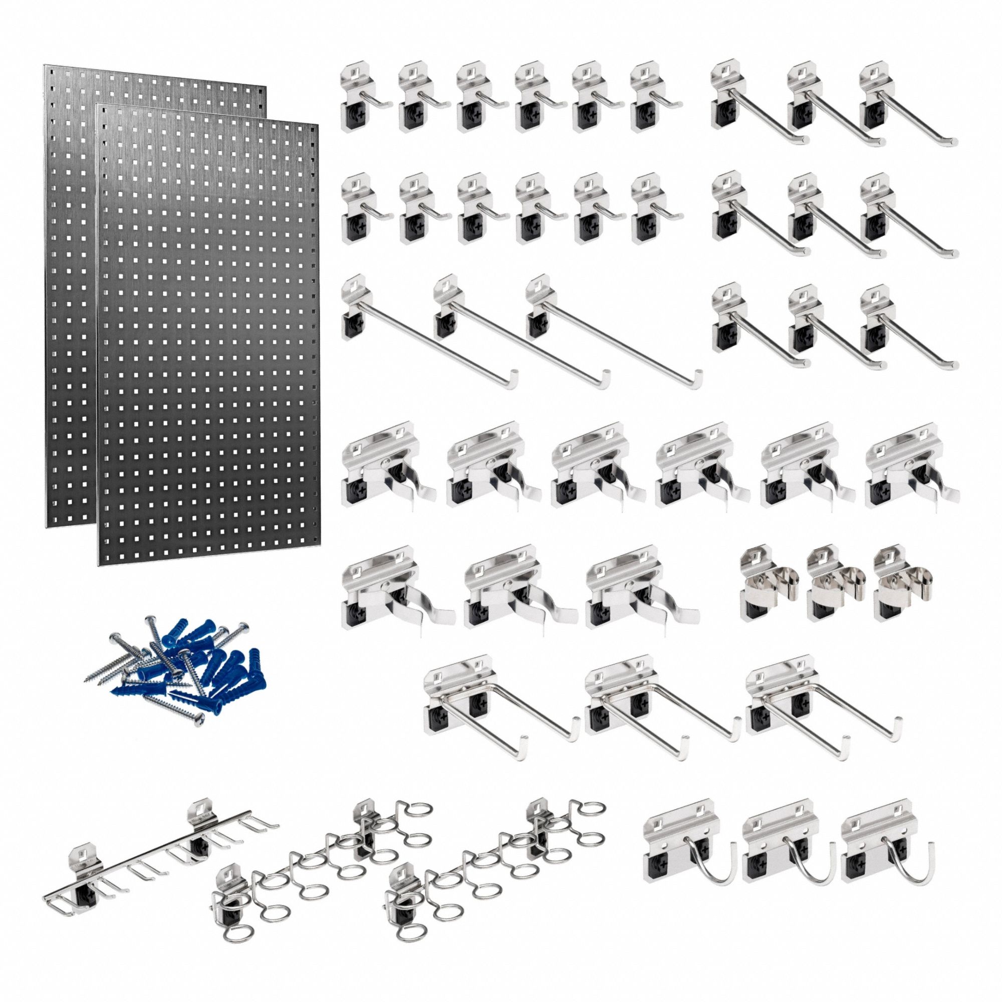 Pegboard Panel Kit: Square, 3/8 in Peg Hole Size, 42 1/2 in x 24 in x 9/16 in