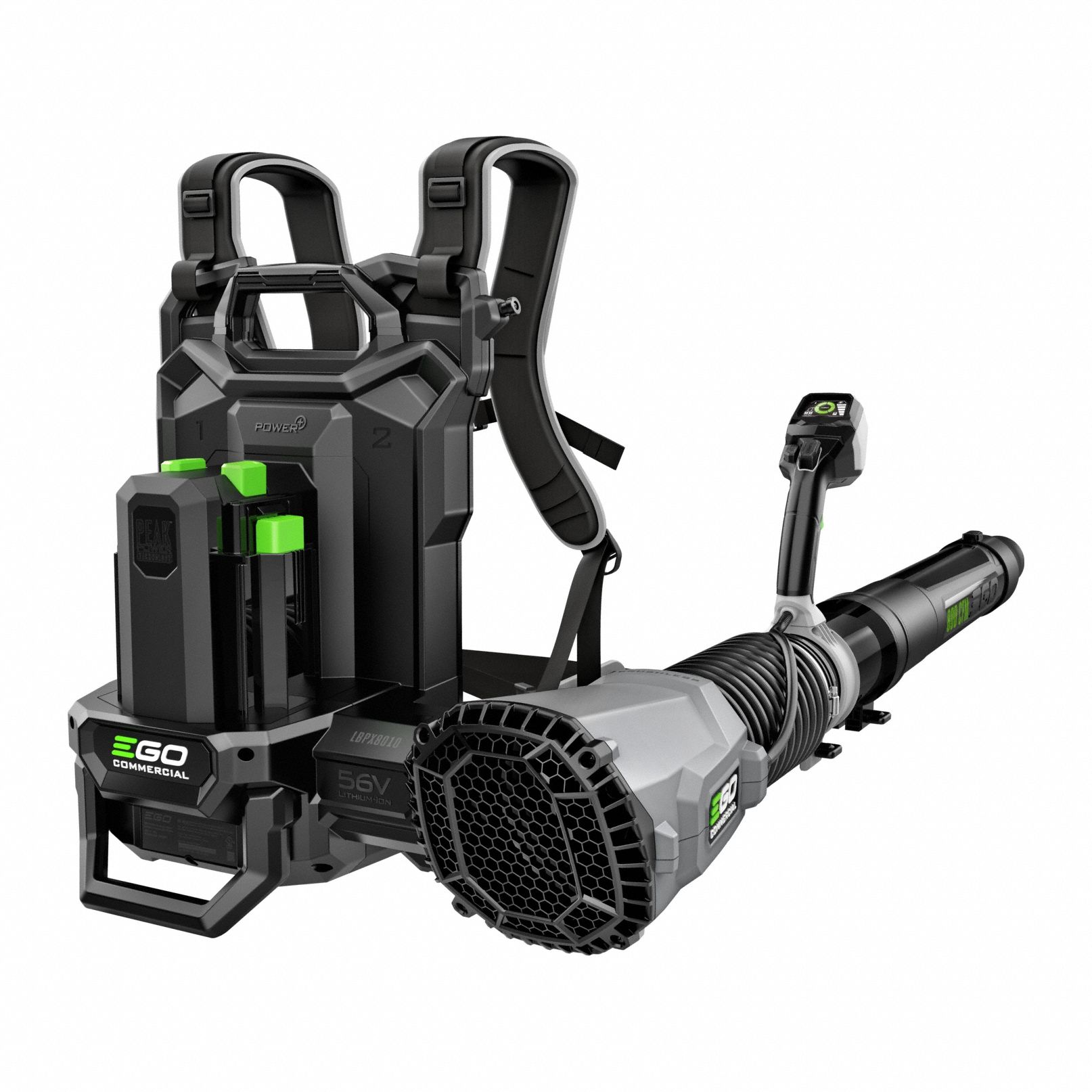 Backpack Blower: Cordless, 800 cfm Max Air Flow, 190 mph Max Air Speed, 65 dB or Less, 60 cc