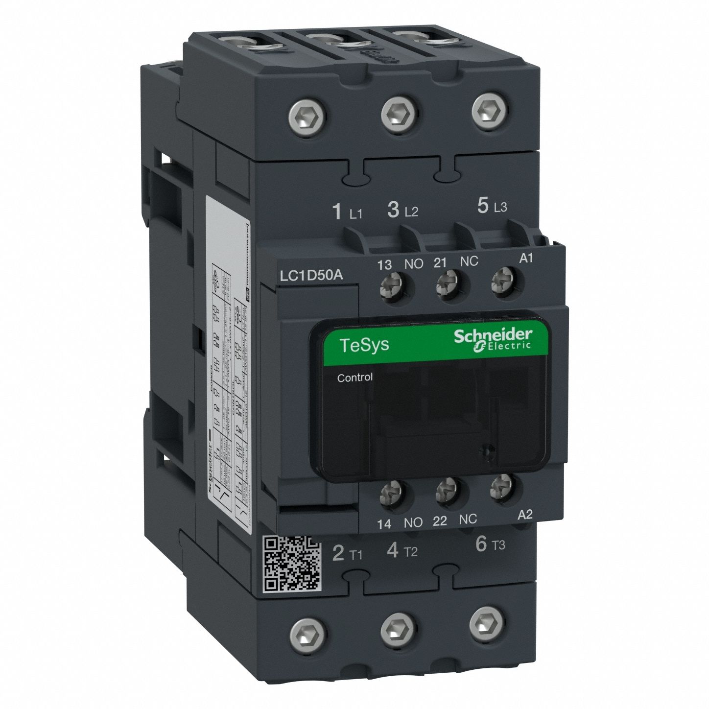 IEC Magnetic Contactor: Non-Reversing, 3 Poles, 3NO Contacts, 50 A, 200V AC Coil, 1NO/1NC