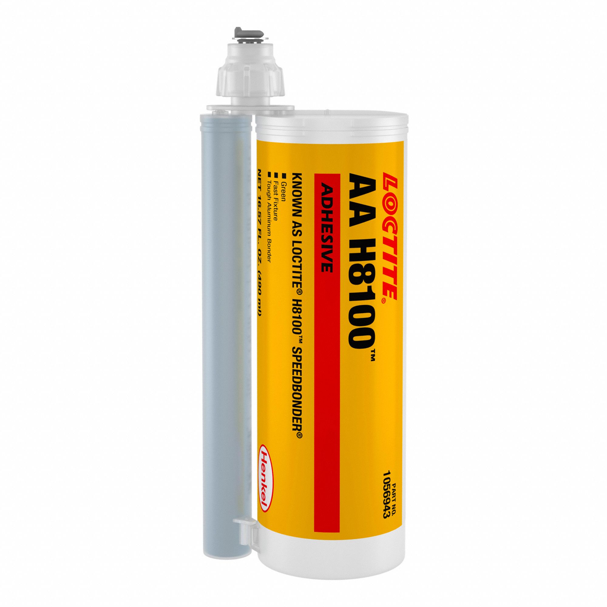 STRUCTURAL ADHESIVE, H8100 SERIES, 72 HR CURE TIME, PART A & B, GREEN, 490 ML