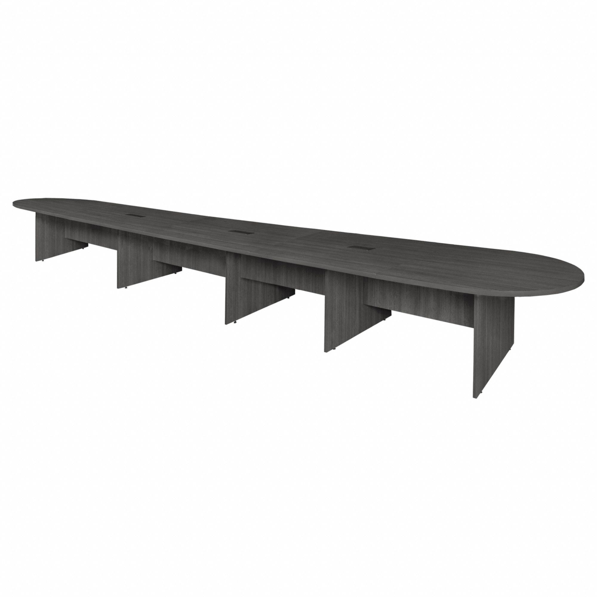 Conference Table: Rectangle, Melamine, Ash Gray, 240 in Overall Lg, 52 in Overall Wd, Wood