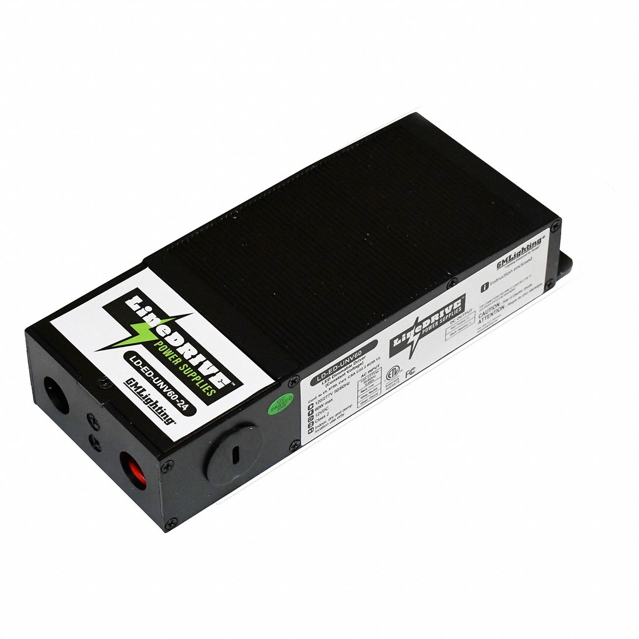 Power Supply: 60 W Power Output, 120/277V AC, 24V DC, 8 5/16 in Lg, Driver Only Included