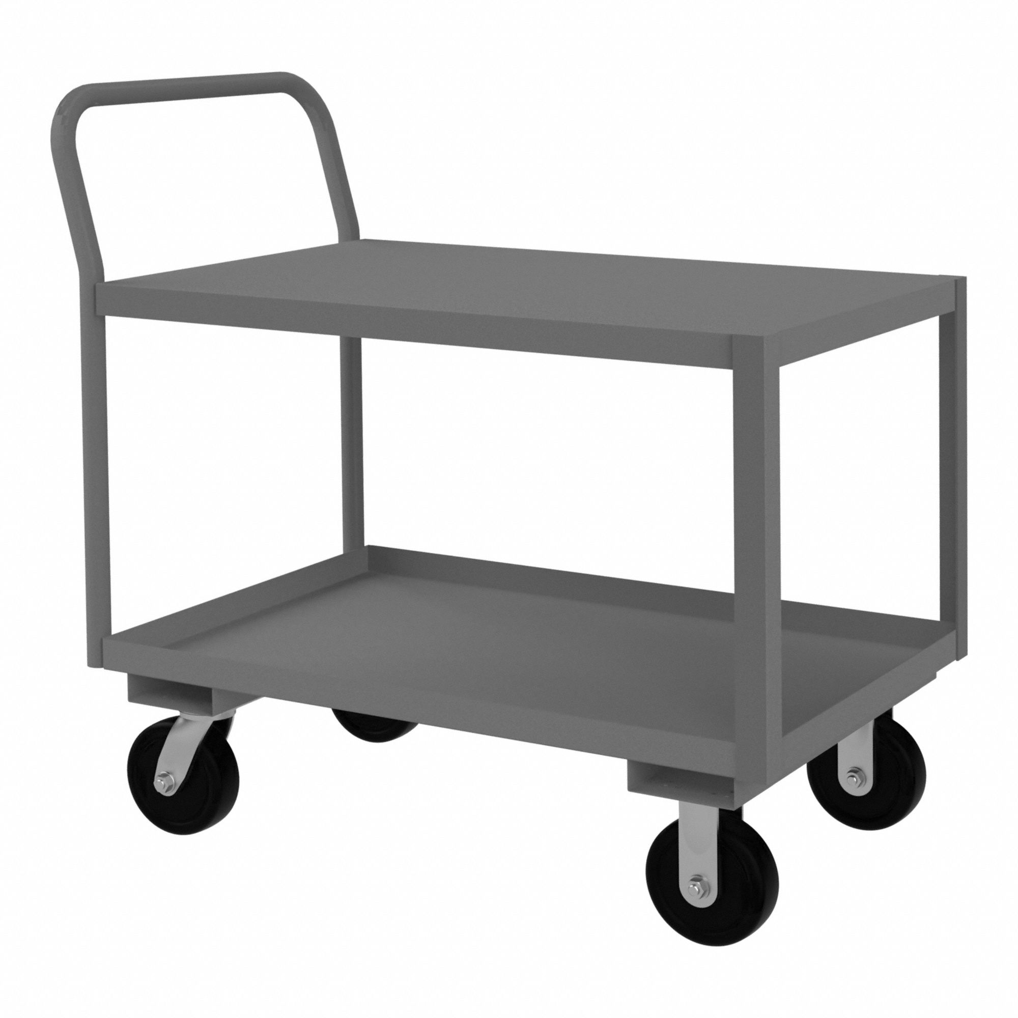 LOW-PROFILE UTILITY CART WITH LIPPED & FLUSH METAL SHELVES, 1,200 LB LOAD CAPACITY