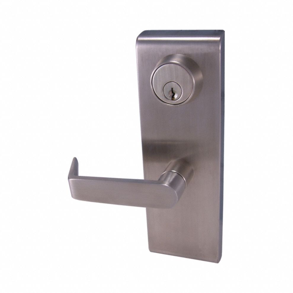 Exit Device Trim: 48 in Max Door Wd, Stainless Steel