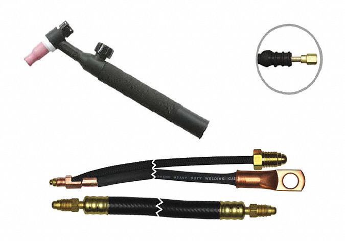 AIR-COOLED TIG TORCH, FOR TIG WELDING, WITH BACK CAP, 17 SERIES, 150 AMP