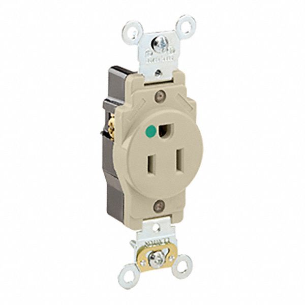 RECEPTACLE SINGLE 15A125V IVORY