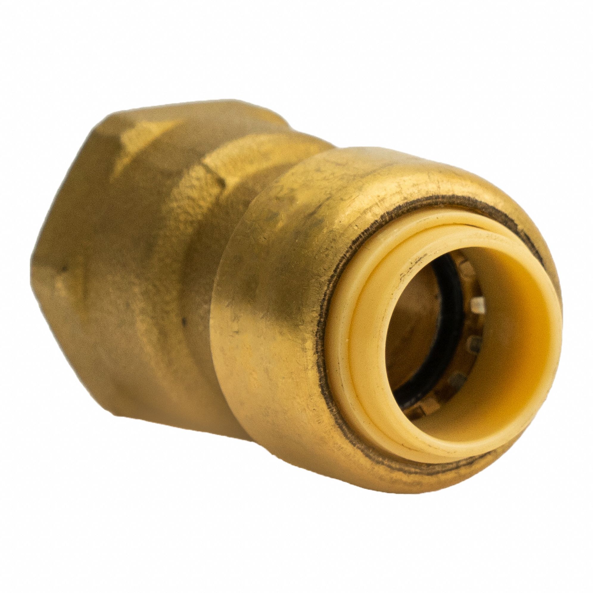Adapter: 3/8 in OD x 3/8 in Pipe Size, Push-to-Connect x FNPT, Brass
