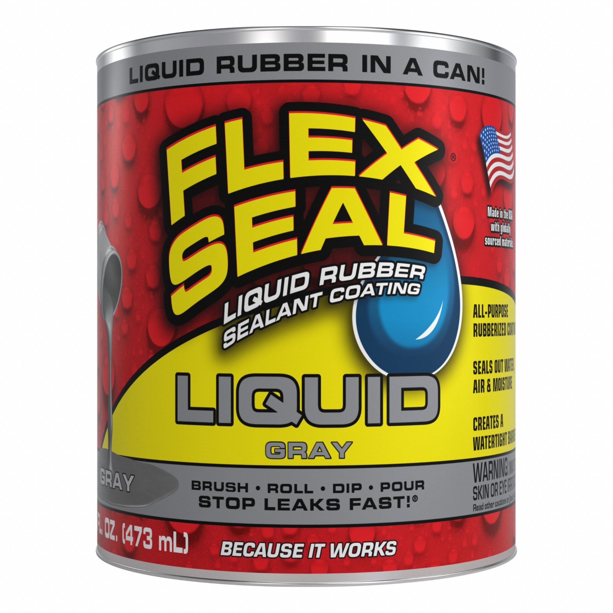 Leak Sealer: Rubber, Gray, 16 oz Container
