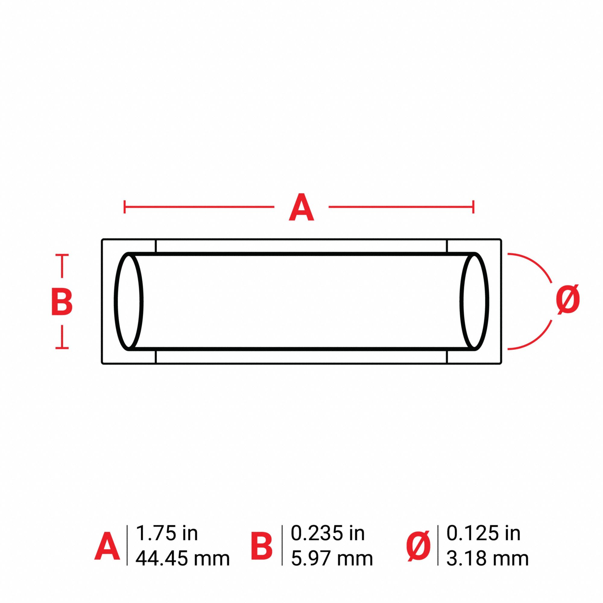 Sleeve Label: 1 3/4 in x 1/4 in, Polyolefin, Green (Matte), For 16 AWG to 22 AWG Wire Gauge