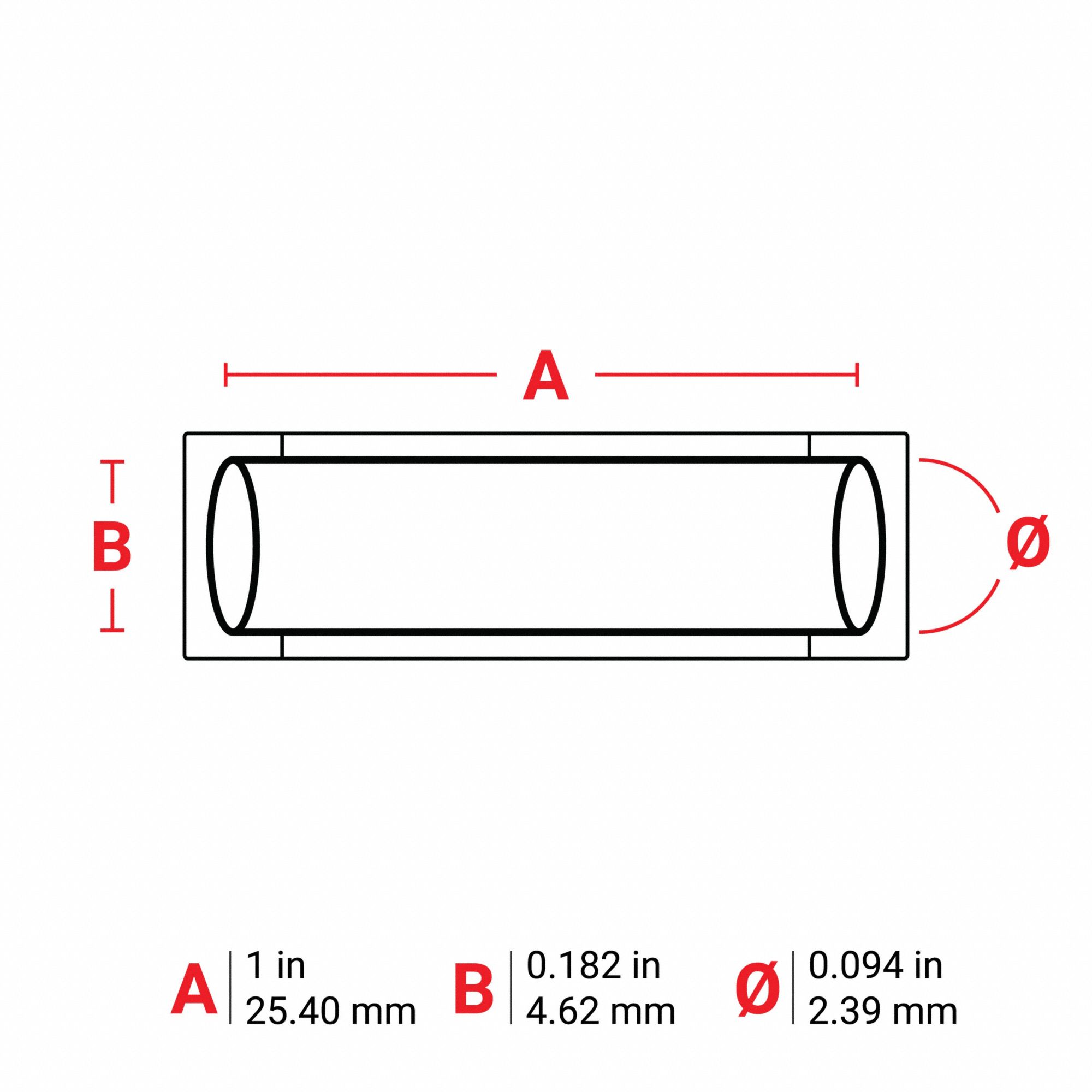 Sleeve Label: 1 in x 3/16 in, Polyolefin, Blue (Matte), For 20 AWG to 28 AWG Wire Gauge