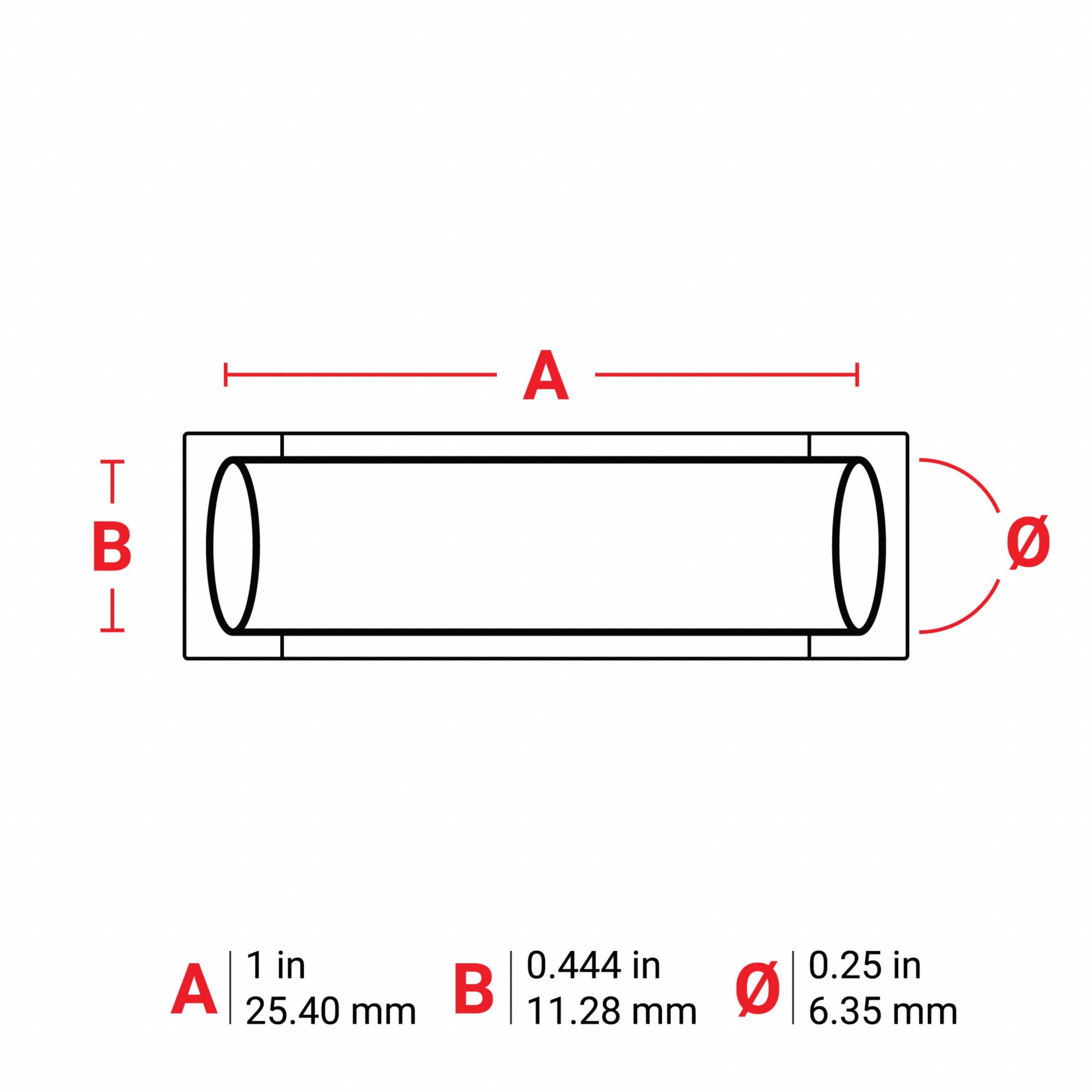 Sleeve Label: 1 in x 7/16 in, Polyolefin, Orange (Matte), For 8 AWG to 16 AWG Wire Gauge