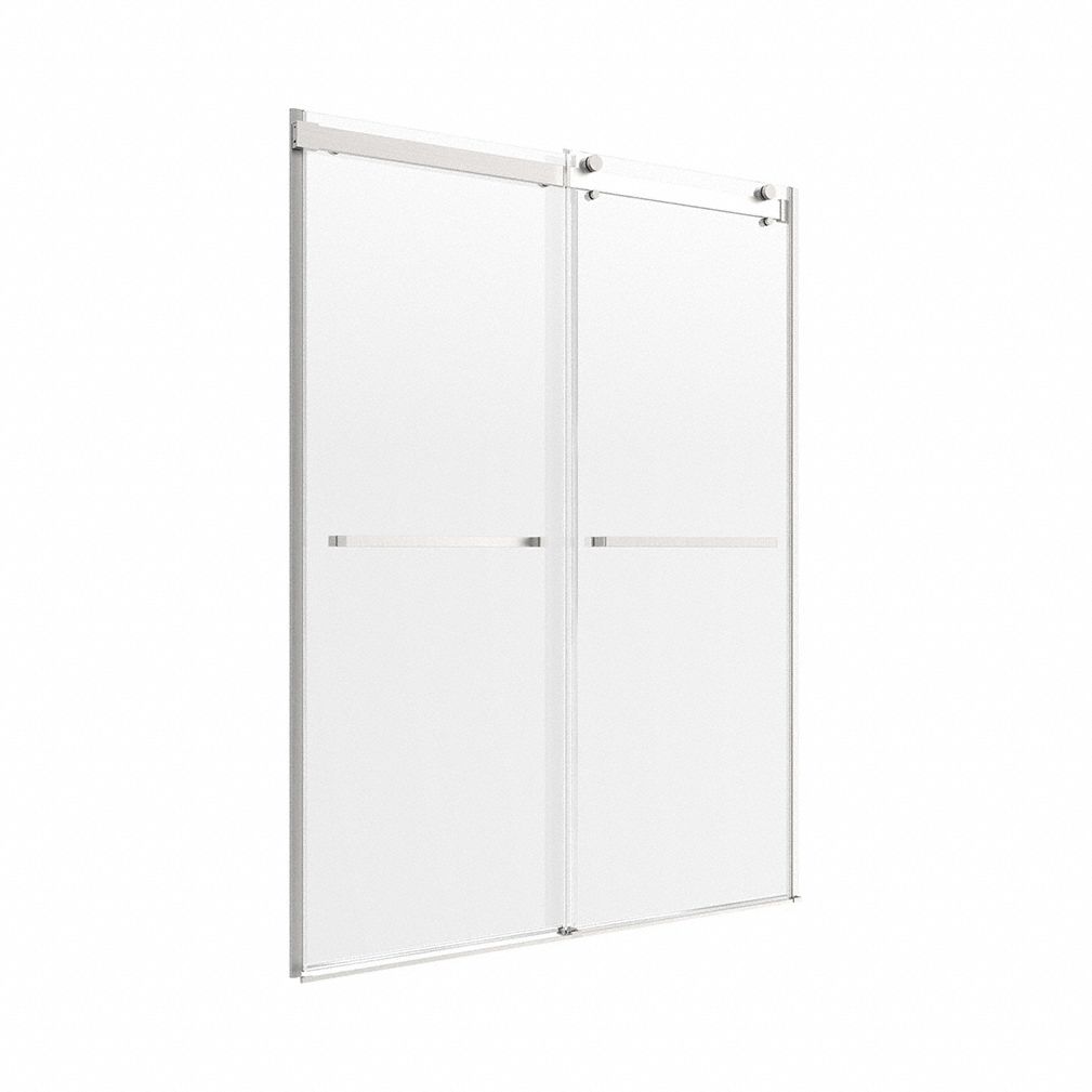 Shower Door: 43 in Min. Door Wd, 47 in Max. Door Wd, 76 in Overall Ht, Clear Tempered Glass