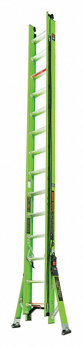 EXTENSION LADDER, SURE SET SWIVEL, D-RUNG, CAP 375 LB, 28 FT X 22 1/2 IN, FGL