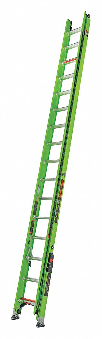 EXTENSION LADDER, SURE SET SWIVEL, D-RUNG, CAP 375 LB, 32 FT X 22 1/2 IN, FGL