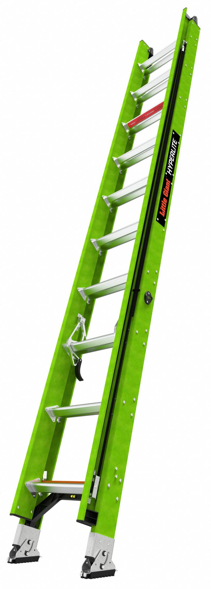 EXTENSION LADDER, SURE SET SWIVEL, D-RUNG, CAP 300 LB, 20 FT X 17 1/2 IN, FGL