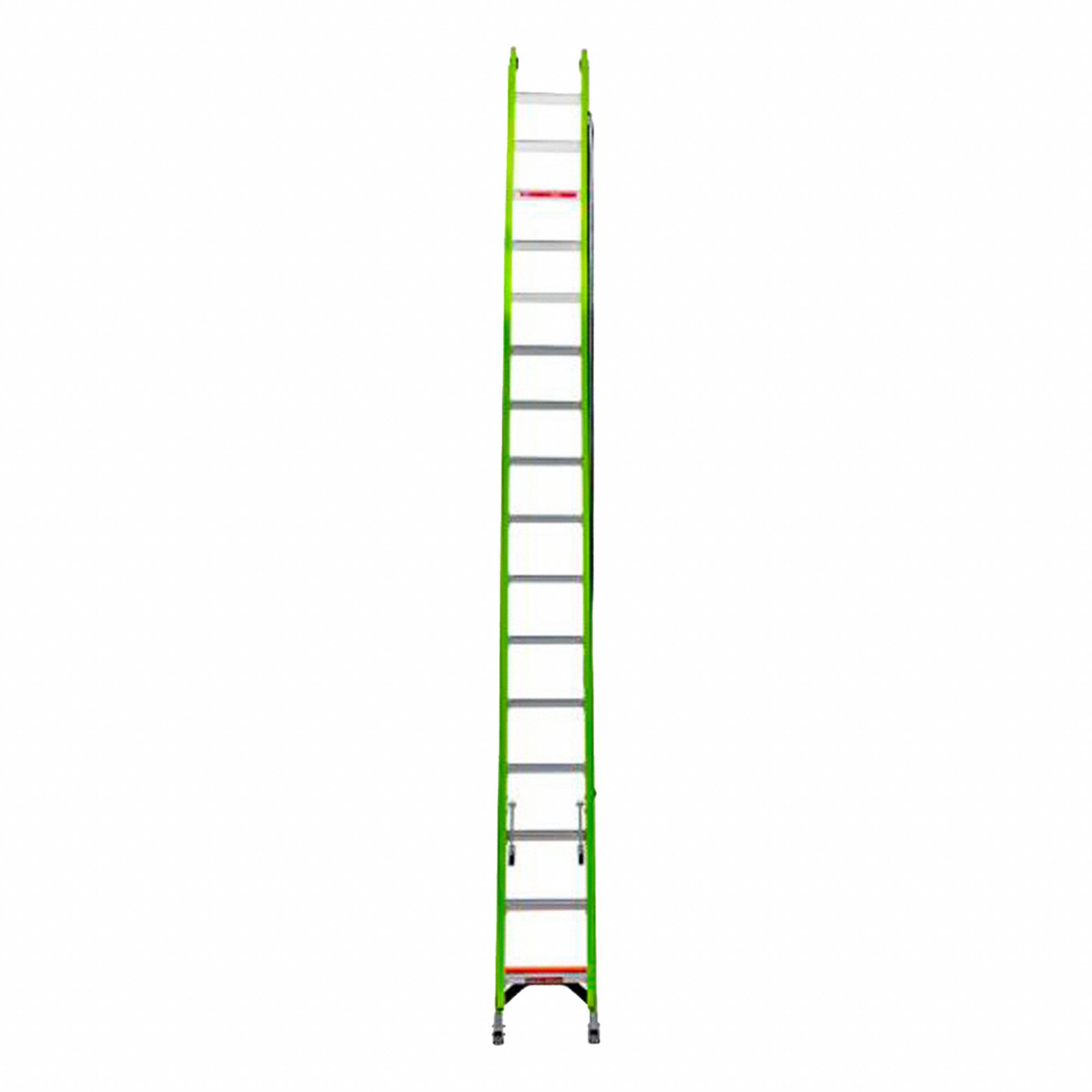 EXTENSION LADDER, SURE SET SWIVEL, D-RUNG, GROUND CUE, CAP 375 LB, 32 FT X 17 1/2 IN, FGL