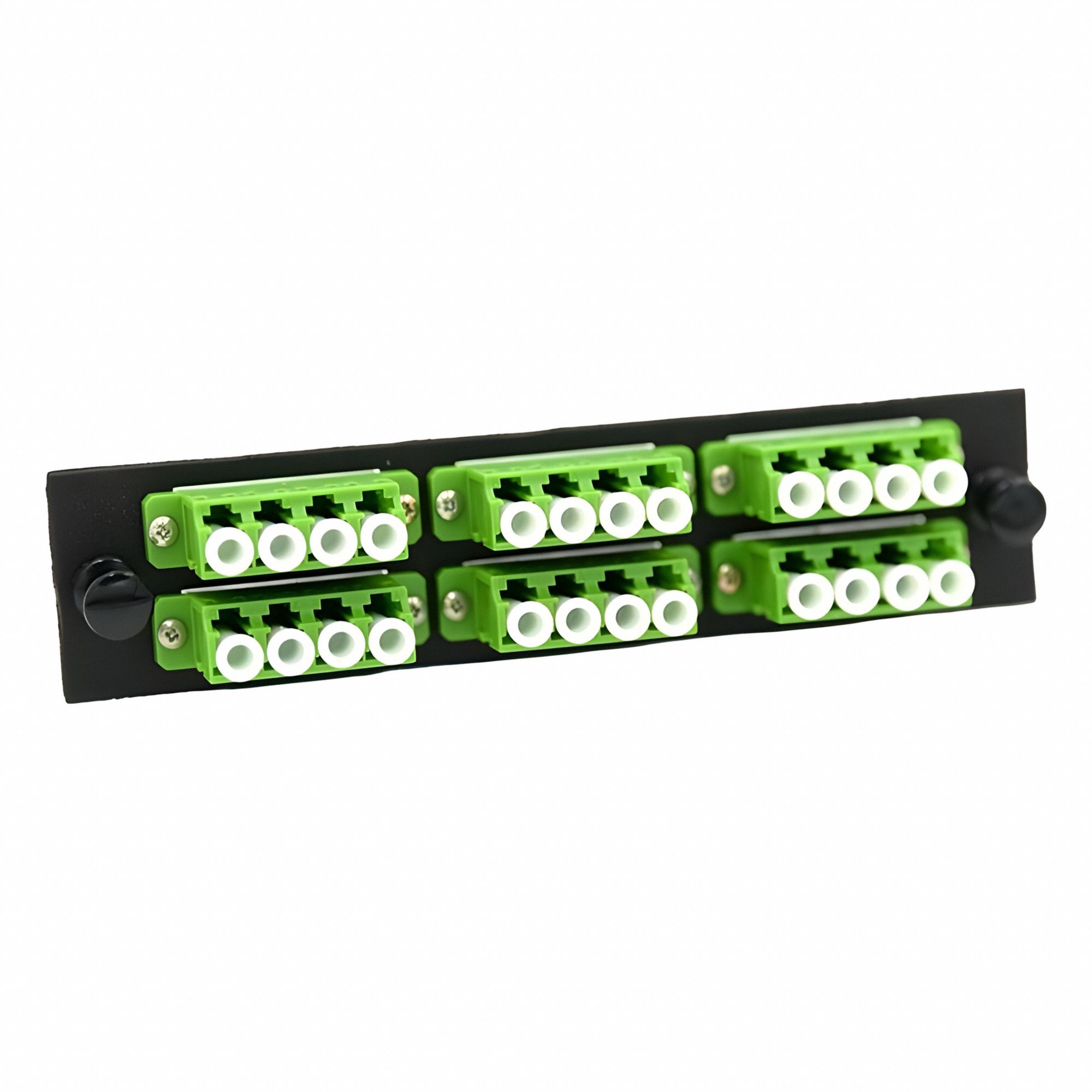 Fiber Optic Adapter Plate: Single Mode, OS2, 24 Fiber Ports, LC, APC, Quad, Green, LGX