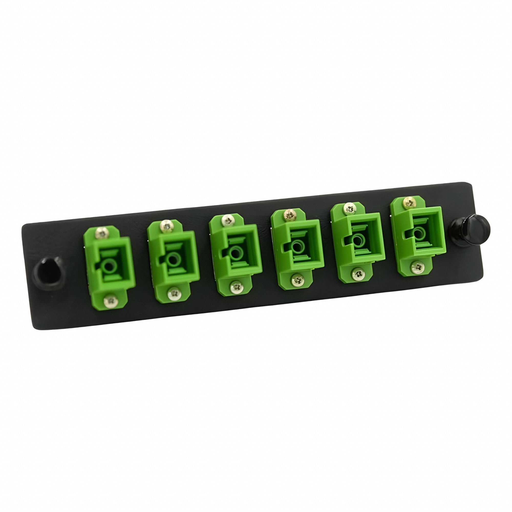 Fiber Optic Adapter Plate: Single Mode, OS2, 6 Fiber Ports, SC, APC, Simplex, Green