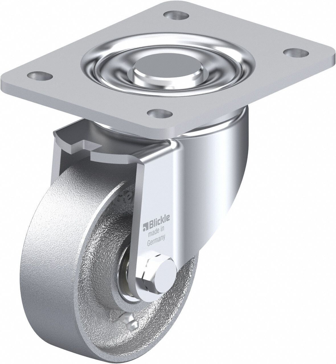Plate Caster: Swivel, No Brake, 102 mm Wheel Dia, 35 mm Wheel Wd, 140 mm Mounting Ht