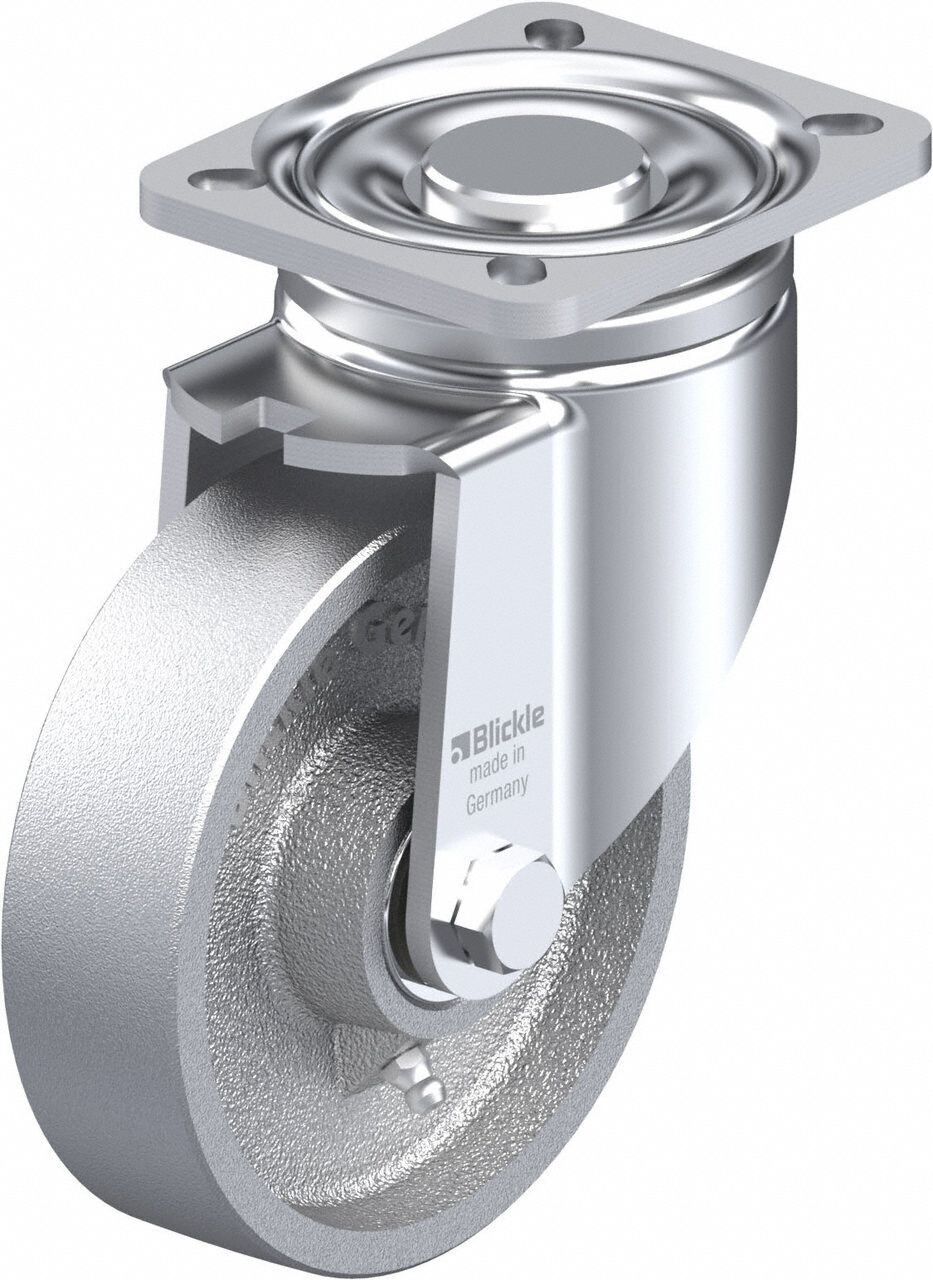 Plate Caster: Swivel, No Brake, 203 mm Wheel Dia, 35 mm Wheel Wd, 165 mm Mounting Ht