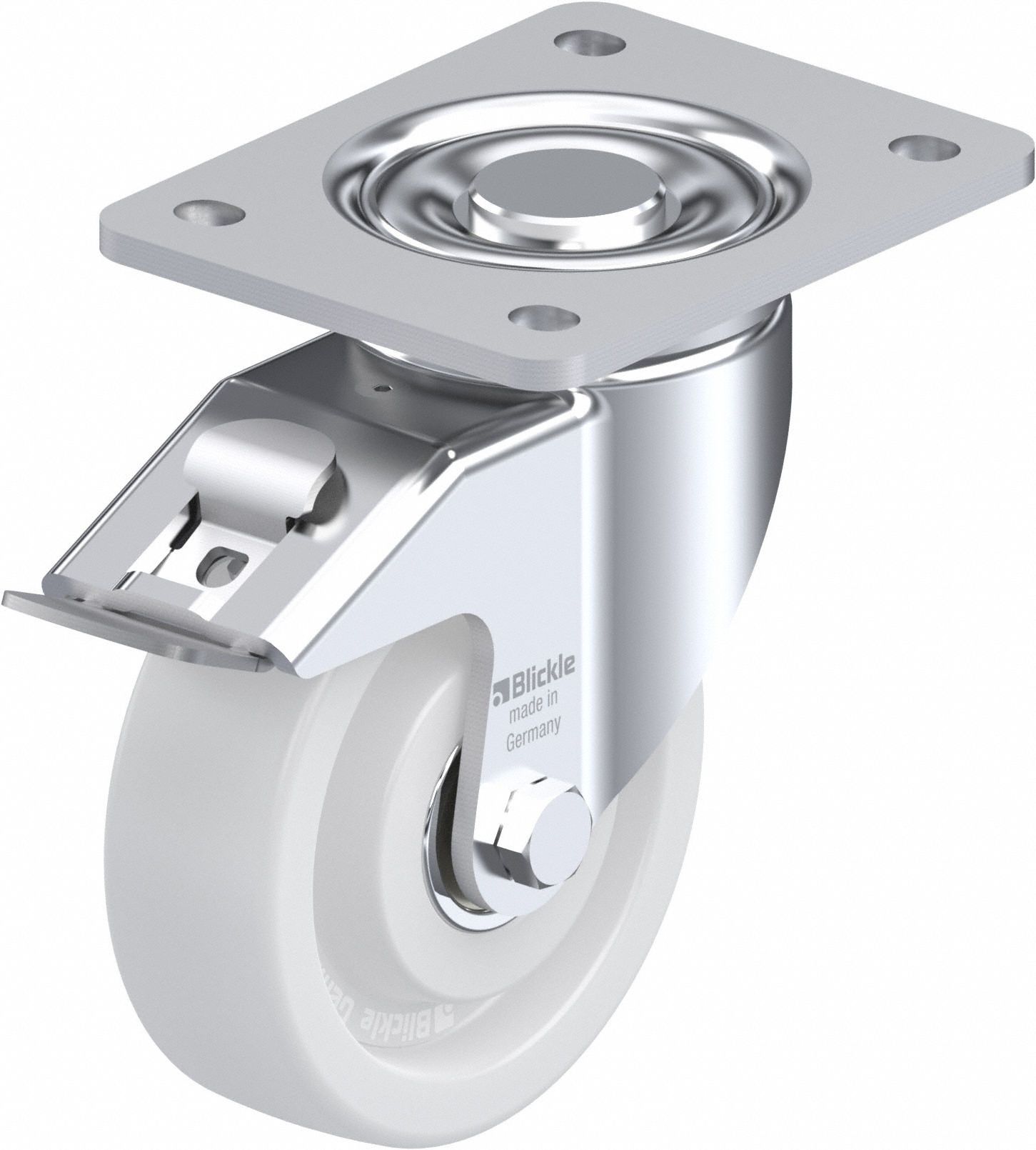 Plate Caster: Swivel, Total Lock, 152 mm Wheel Dia, 40 mm Wheel Wd, Slot, Rectangle