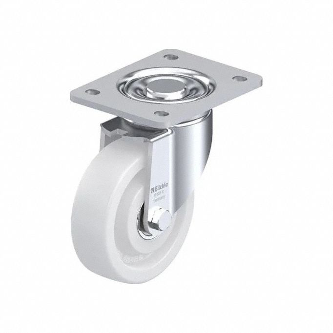 Plate Caster: Swivel, No Brake, 152 mm Wheel Dia, 40 mm Wheel Wd, 165 mm Mounting Ht