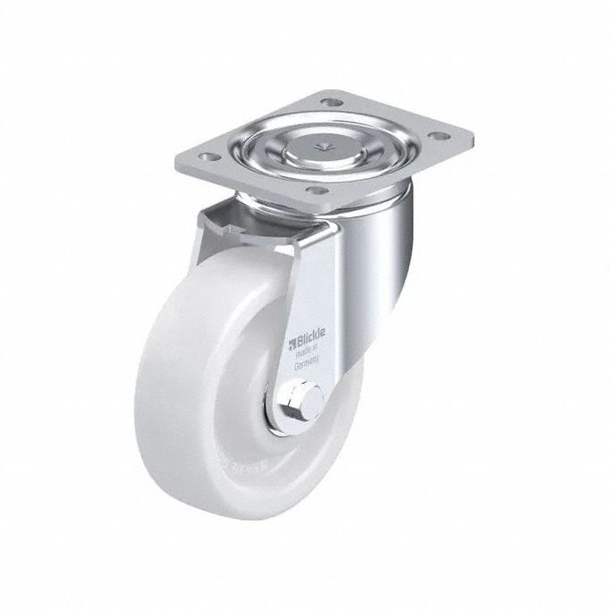 Plate Caster: Rigid, No Brake, 203 mm Wheel Dia, 51 mm Wheel Wd, 197 mm Mounting Ht