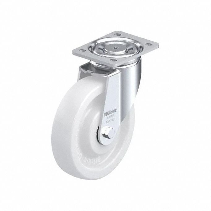 Plate Caster: Swivel, No Brake, 102 mm Wheel Dia, 51 mm Wheel Wd, 244 mm Mounting Ht