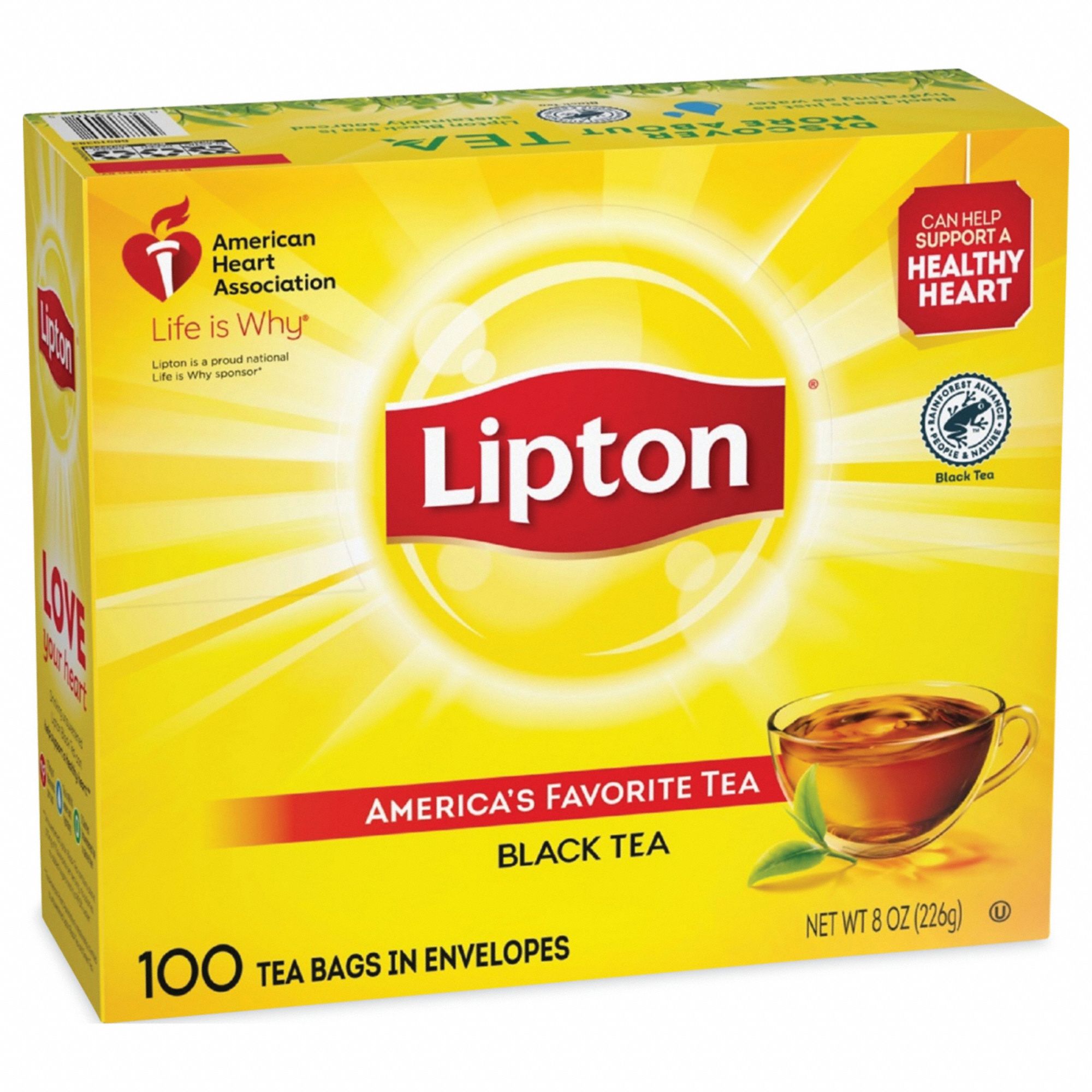 Tea: Caffeinated, Regular, Tea Bag, 0.08 oz Pack Wt, 0.816 lb Net Wt, Black, Tea Bags, 100 PK