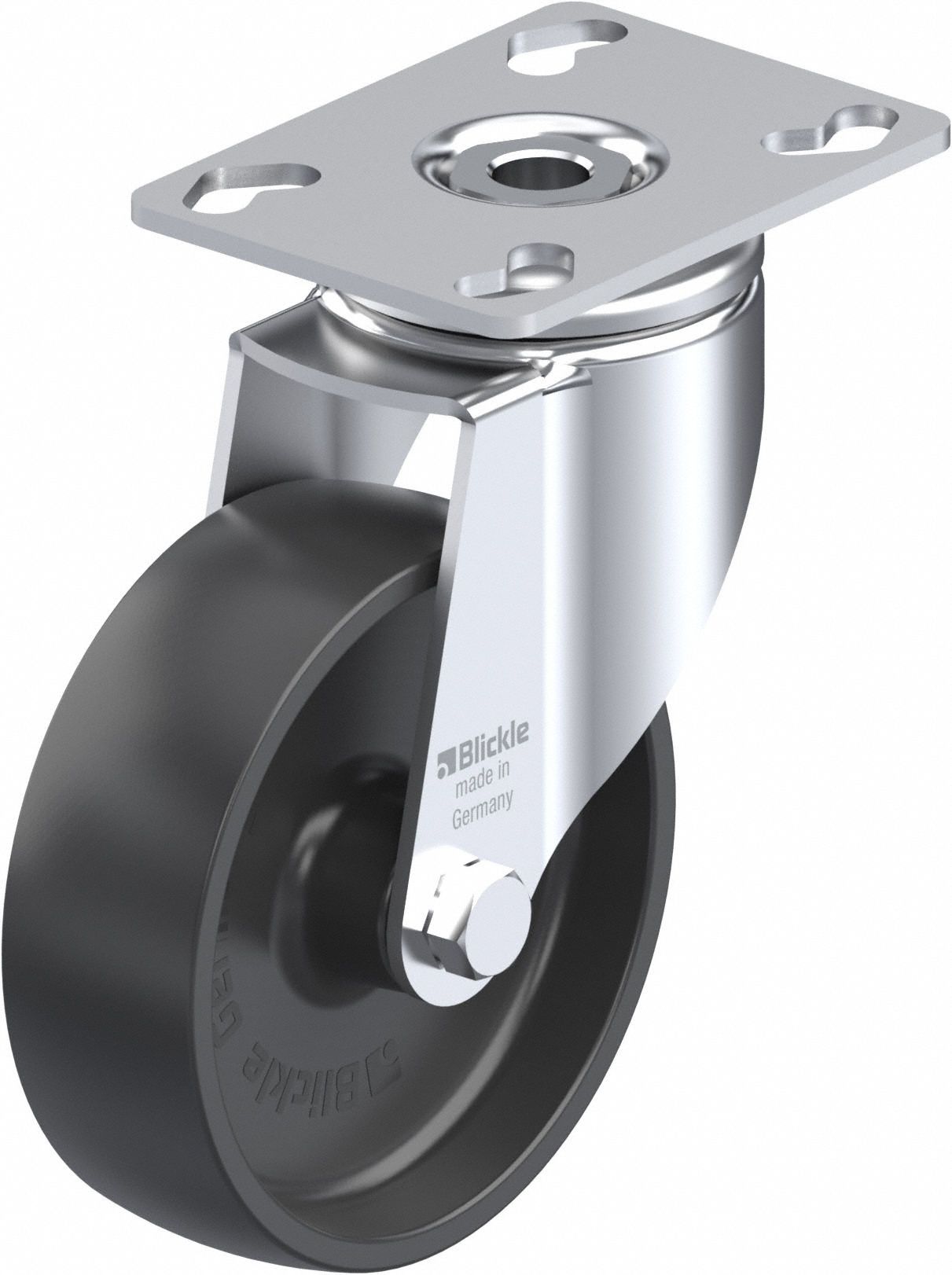 Plate Caster: Swivel, No Brake, 102 mm Wheel Dia, 32 mm Wheel Wd, 137 mm Mounting Ht
