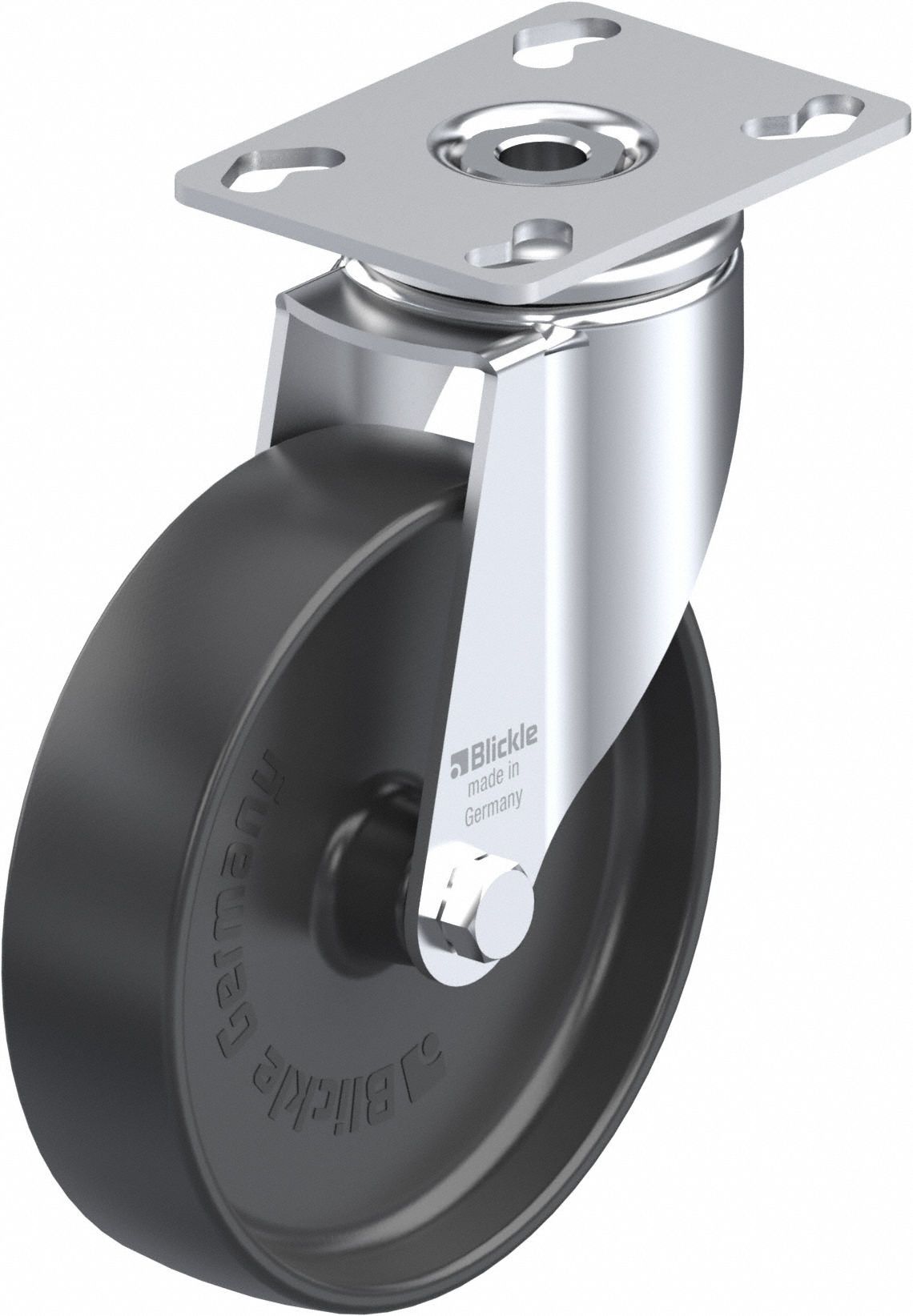 Plate Caster: Swivel, No Brake, 127 mm Wheel Dia, 32 mm Wheel Wd, 168 mm Mounting Ht