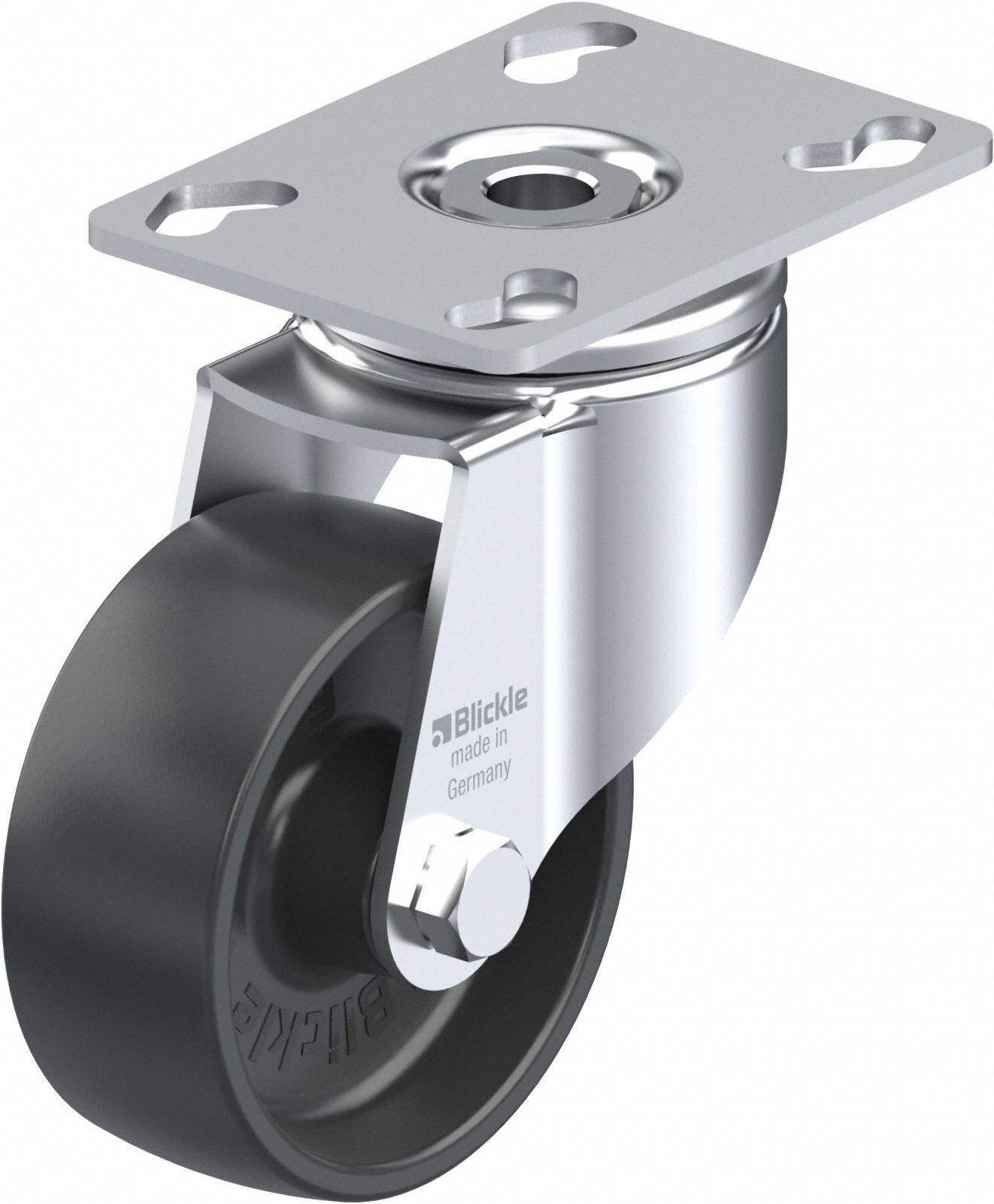 Plate Caster: Swivel, No Brake, 79 mm Wheel Dia, 32 mm Wheel Wd, 111 mm Mounting Ht