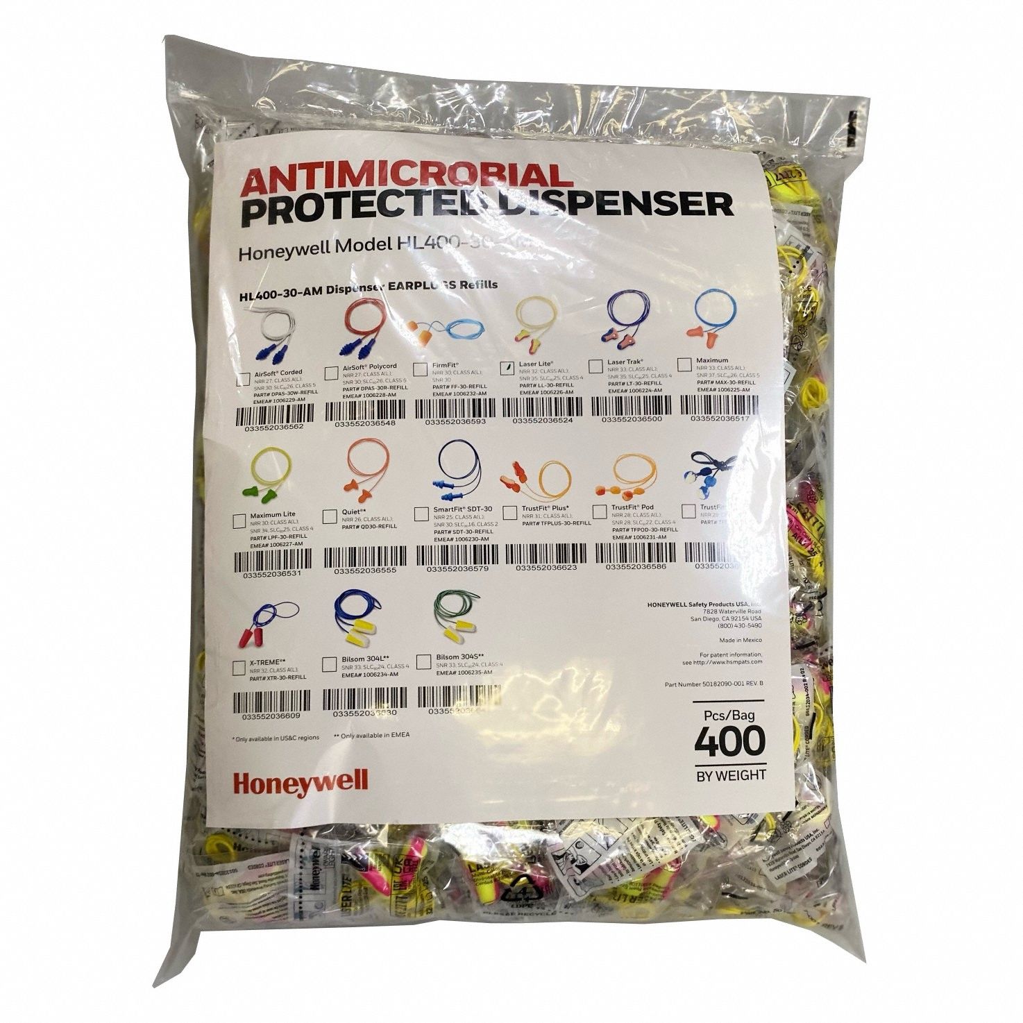 Earplug Dispenser Refill: Dispenser Refill, Contoured-T, 32 dB NRR, Corded, 2, 000 PK