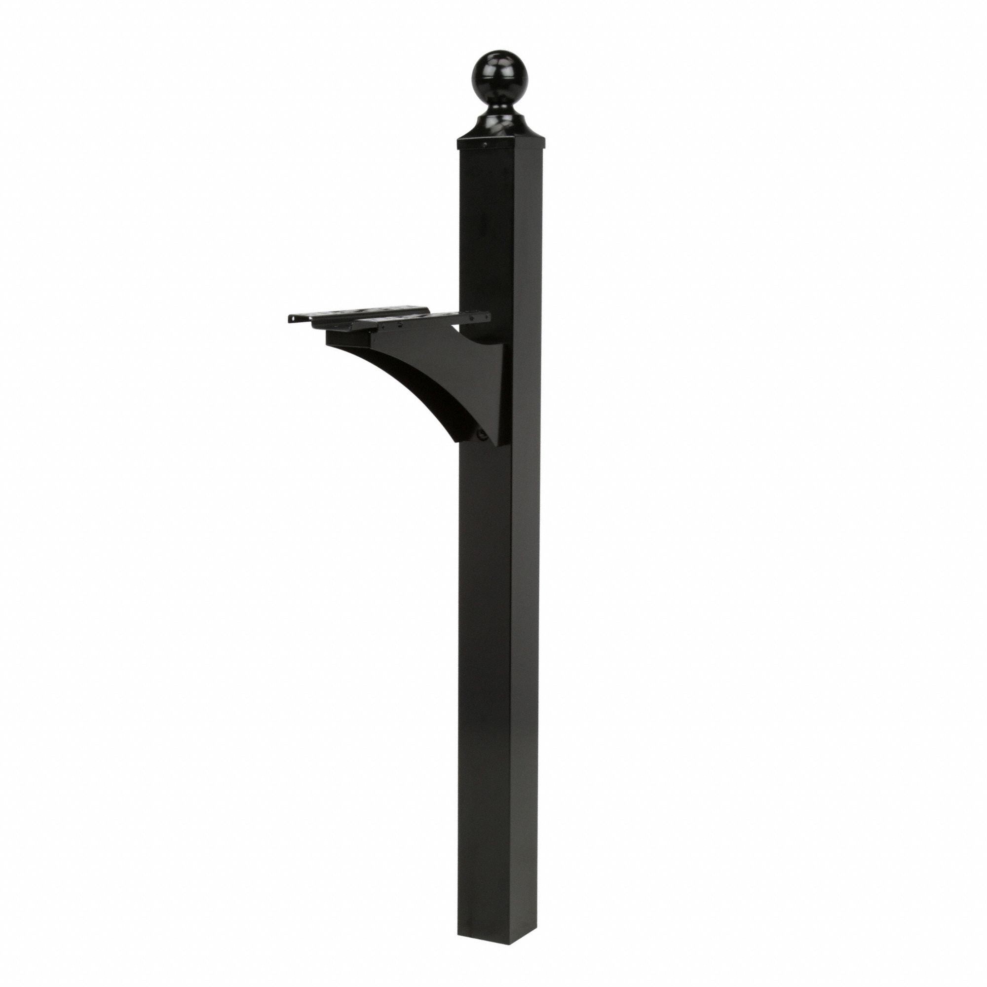 Mailbox Post: Aluminum, Powder Coated, Black, In Ground Mounted, 56 1/2 in H x 6 in W x 21 1/2 in D
