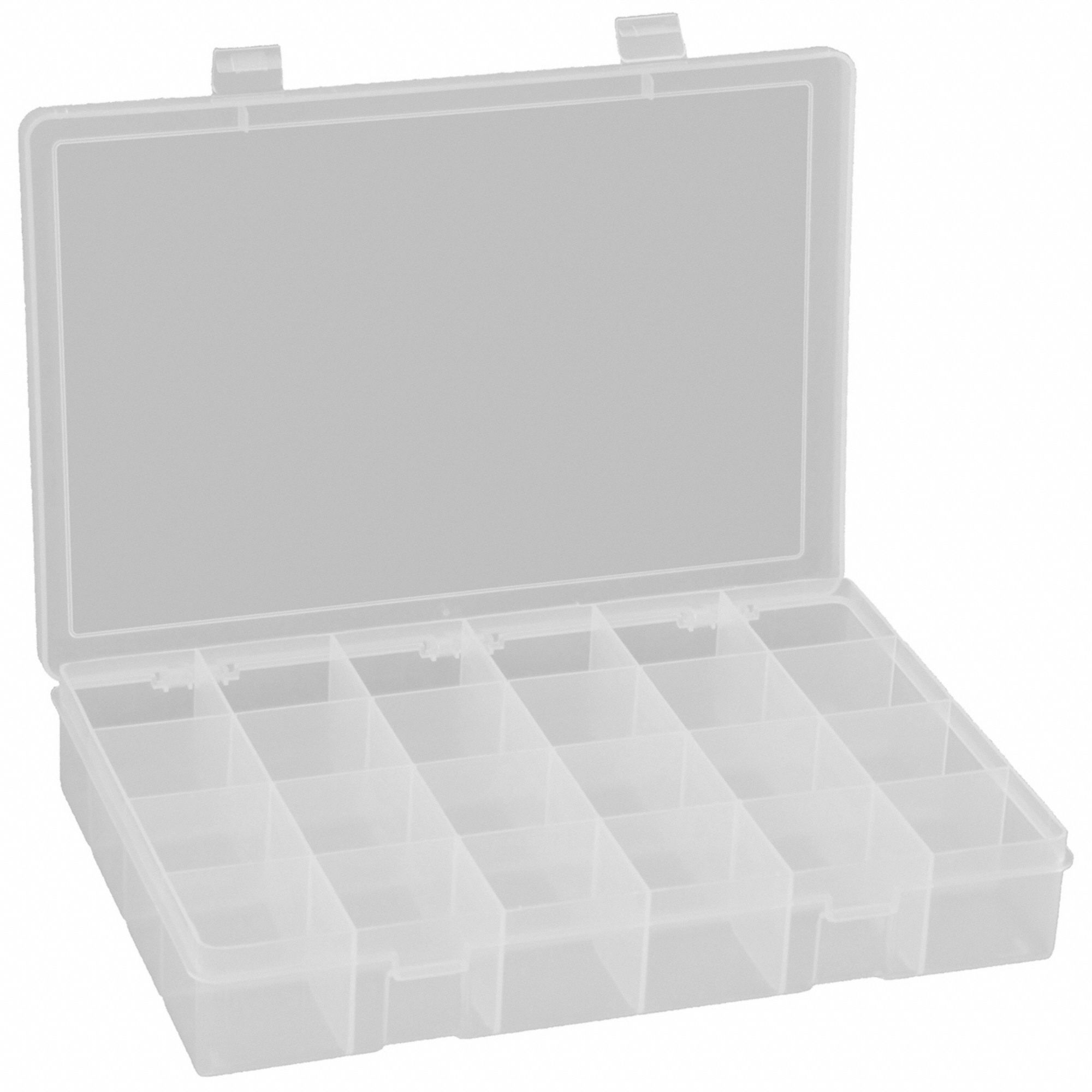 DURHAM MFG Caja con Compartimentos , Transparente , 2-5/16 x 9 x 13-1/8  , Quitar - Cajas para Piezas y Partes Pequeñas - 15V210