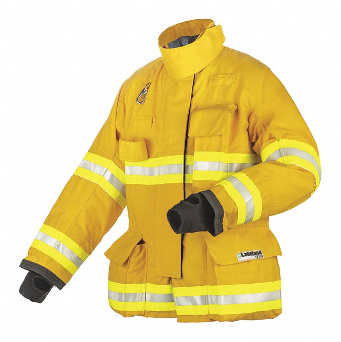 TURNOUT COAT, B10, 32 IN LONG, SIZE 44, YELLOW, KEVLAR/STEDPRENE/STEDSHIELD